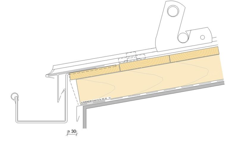 Zeichnung mit vorgehängter Kastenrinne